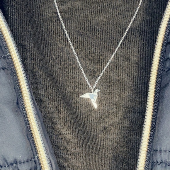 Sterling Silver Origami Bird Necklace - Picture 5 of 10